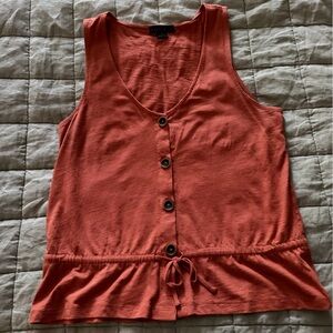 Sanctuary burnt orange  Button-Front Sleeveless Tank with Tie Waist